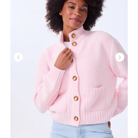Alice Walk Jackets & Blazers - Blush Pink Cotton Sweater Jacket